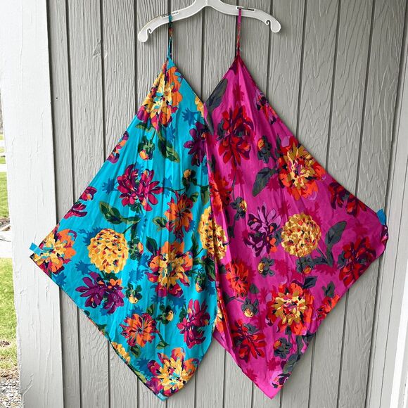 Anthropologie Handkerchief Hem Colorblock Floral Slip Dress Flex Size - Picture 8 of 12